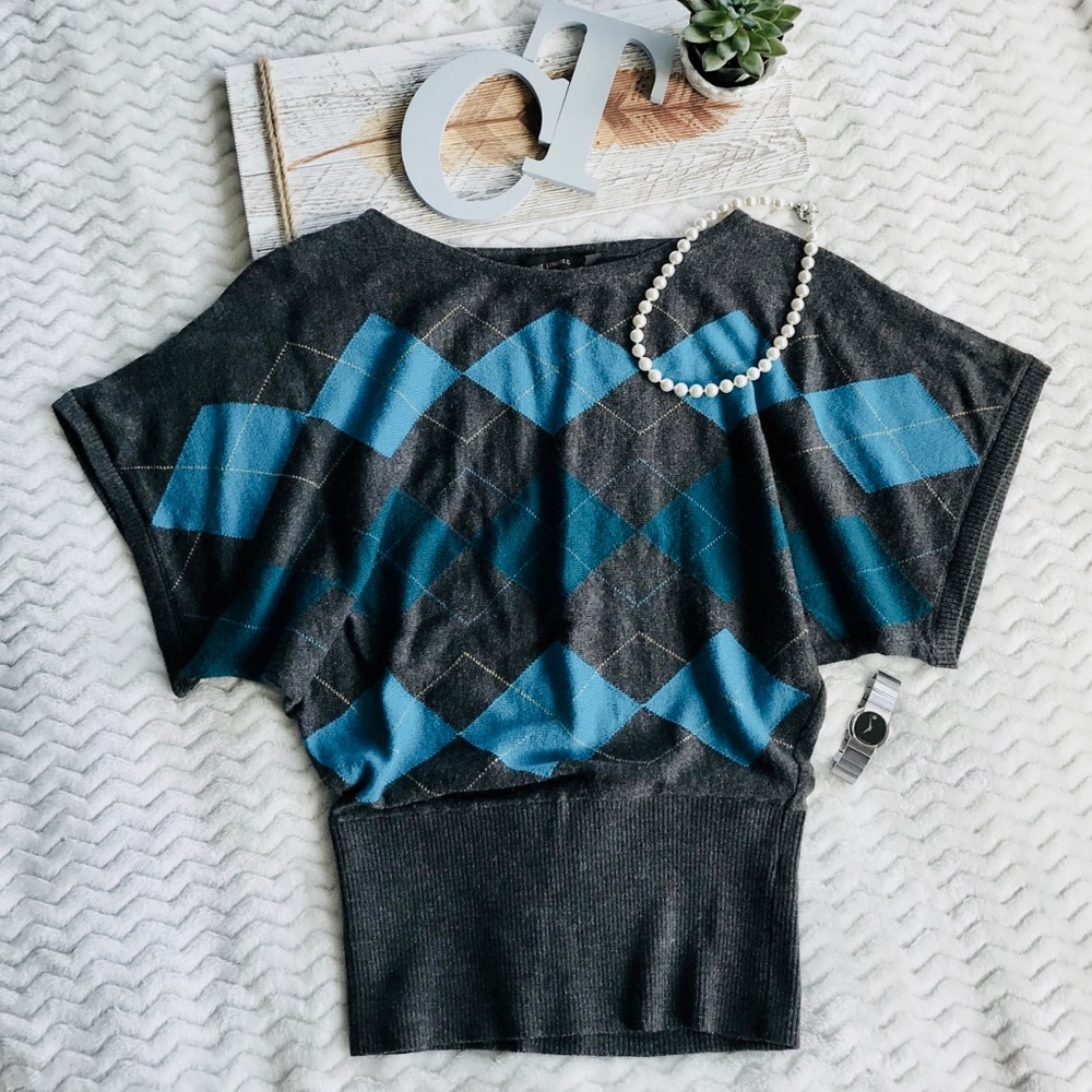 The Limited Argyle Dolman Sleeve Sweater